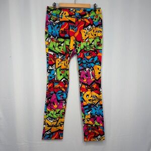 Loudmouth Golf Graffiti Print Pants Womens 6 Multicolor Street Art Slim Stretch